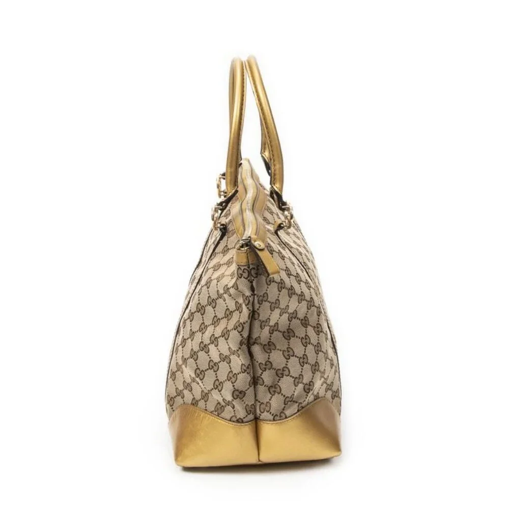 Gucci Medium Bree Heart Gold Beige GG Canvas Shoulder Bag Gold Beige - Picture 4 of 10